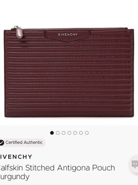 Givenchy calfskin stitched antigona pouch in burgundy